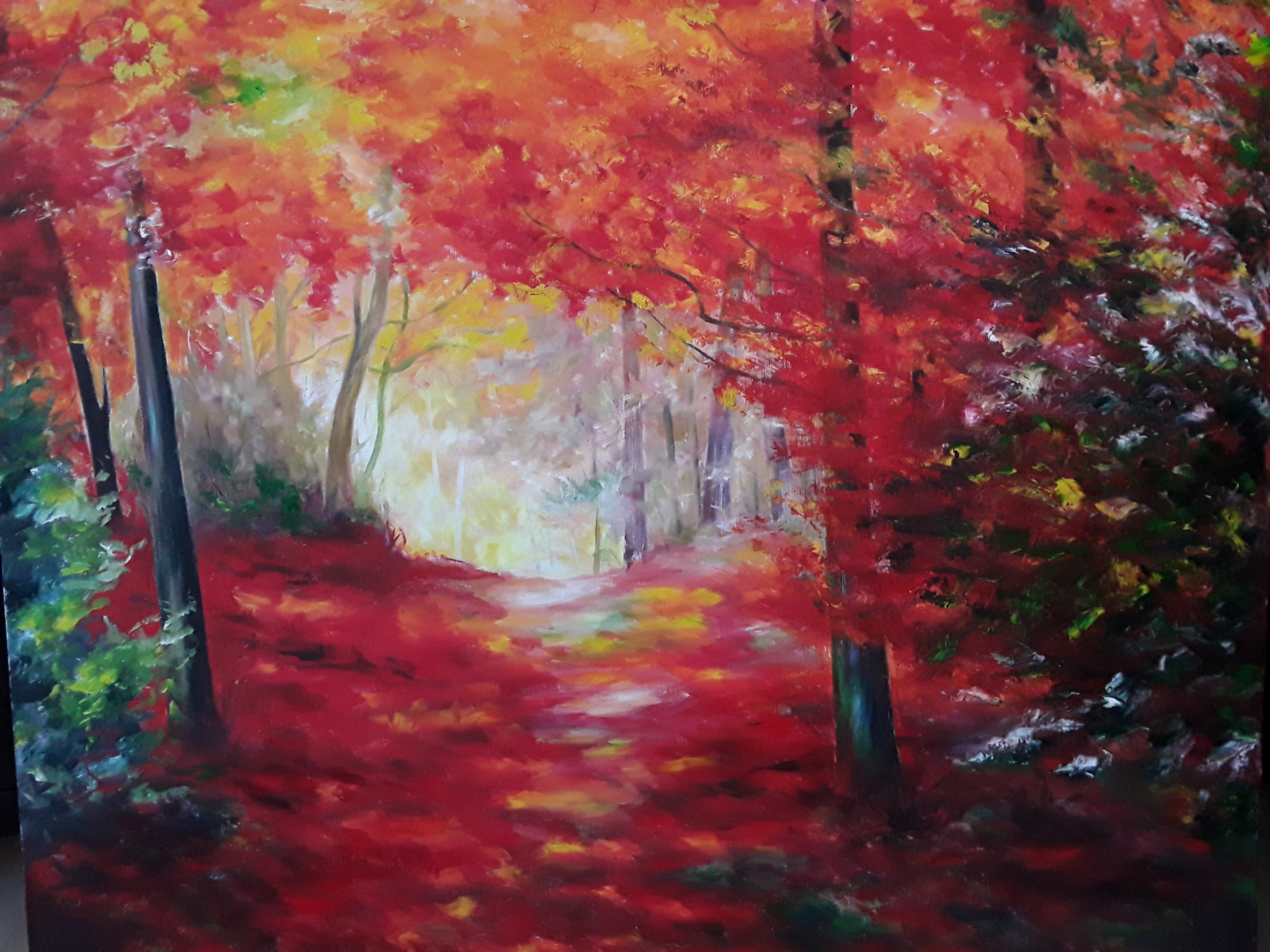 Abendrot im Wald 100x100 2018